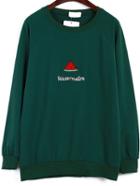 Shein Watermelon Embroidered Green Sweatshirt