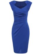 Shein Royal Blue Sweet Heart Neck Slim Dress