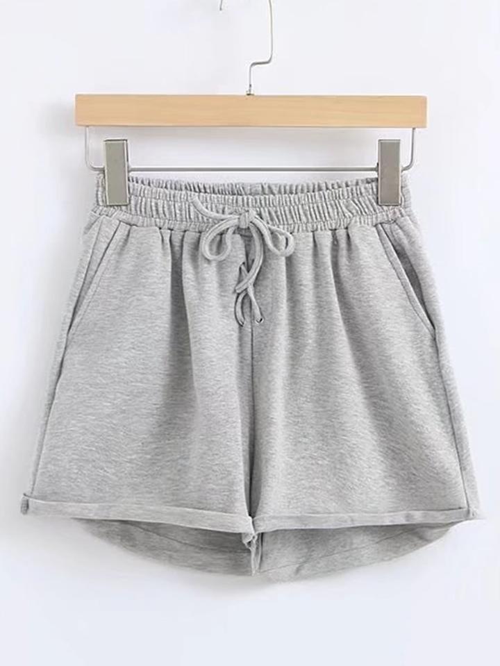 Shein Drawstring Waist Rolled Hem Shorts