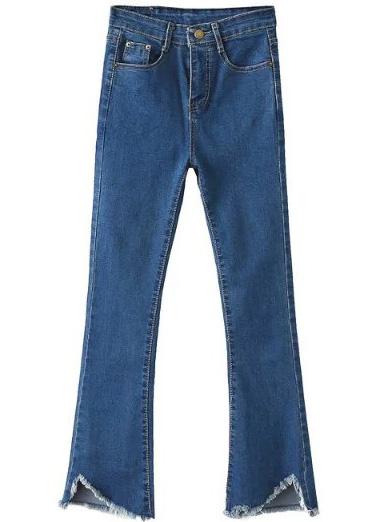 Shein Blue Raw Hem Flare Jeans