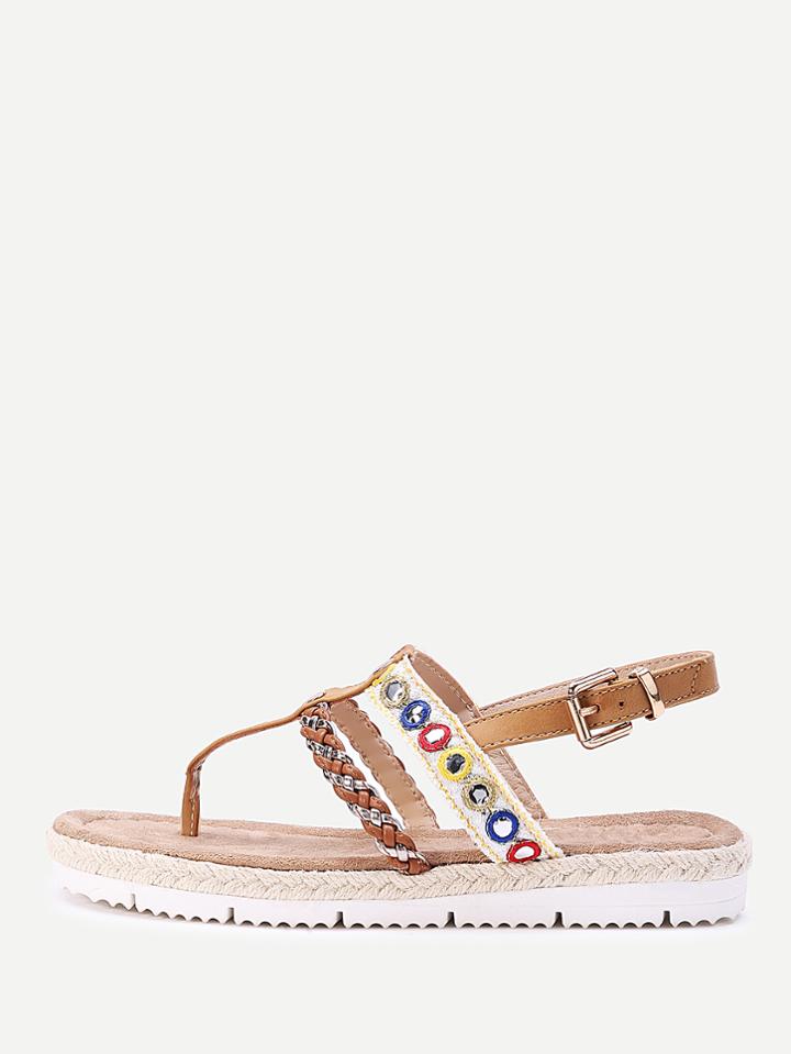 Shein Braided Strap Toe Post Sandals