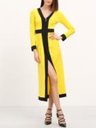 Shein Yellow Long Sleeve Split Midi Dress