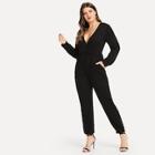 Shein Plus Solid V-neck Jumpsuit