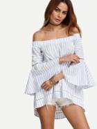 Shein Off The Shoulder Bell Sleeve Dip Hem Blouse