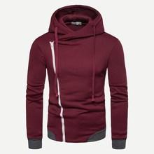 Shein Men Contrast Trim Oblique Zipper Drawstring Hoodie