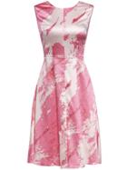Shein Pink Crew Neck Backless Print A-line Dress