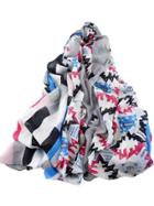 Shein Gray Autumn Style Printed Long Cotton Scarf For Ladies