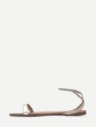Shein Gold Faux Leather Block Sandals