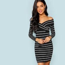 Shein Cross Criss Striped Bodycon Dress