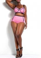 Rosewe High Wasit Plus Size Pink Swimwear