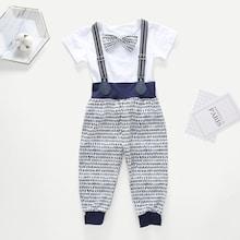 Shein Toddler Boys Bow Front Tee With Overalls
