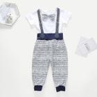 Shein Toddler Boys Bow Front Tee With Overalls
