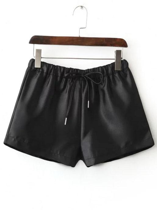Shein Black Elastic Waist Loose Shorts