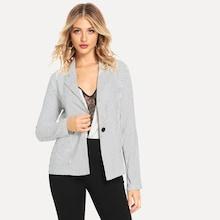 Shein Notched Collar Vertical Stripe Blazer