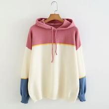 Shein Cut And Sew Drawstring Hooded Sweater