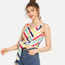 Shein Multi Striped Self Tie Top