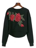 Shein Flower Applique Dip Hem Sweatshirt