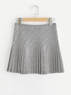 Shein Drop Waist Pleated Mixed Check Skirt