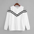 Shein Plus Mock-neck Cold Shoulder Sweatshirt