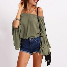 Shein Off Shoulder Flounce Sleeve Blouse