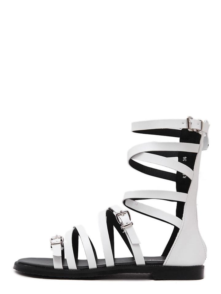 Shein White Buckled Strap Ankle Gladiator Sandals