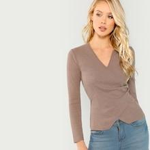 Shein Form Fitting Rib Knit Wrap Tee