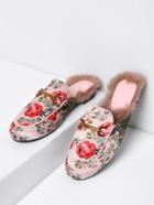 Shein Calico Print Satin Flat Mules