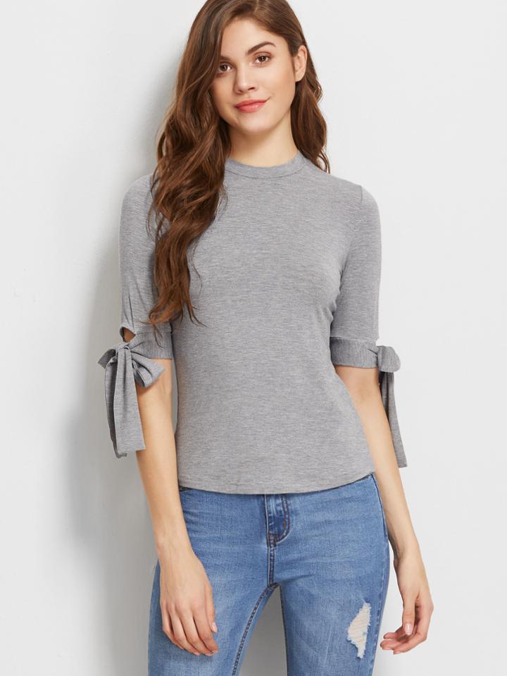 Shein Tie Sleeve Slim Fit T-shirt