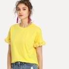 Shein Flower Applique Cuff T-shirt