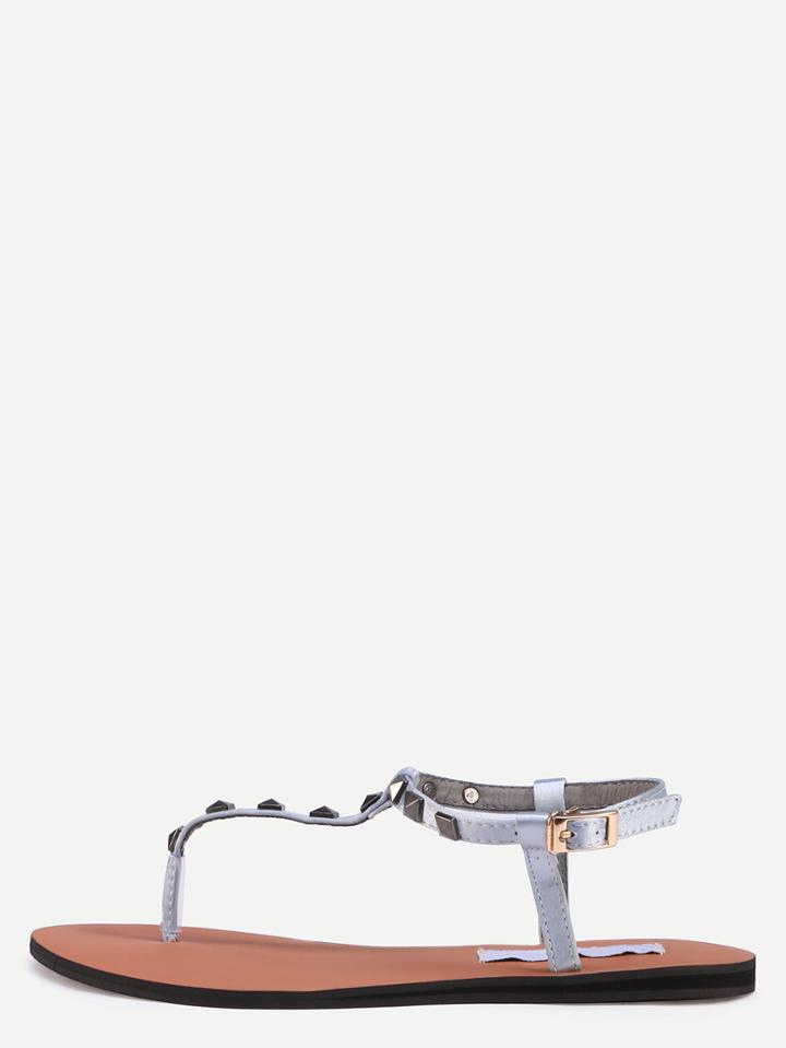 Shein Grey Metal Decorated Buckle Strap Flip Sandals