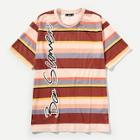 Shein Men Letter And Striped Print Solid Tee