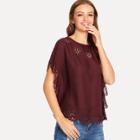 Shein Flower Hollow Out Scallop Edge Crewneck Top