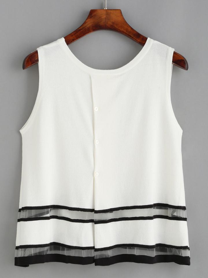 Shein White Mesh Insert Tank Top