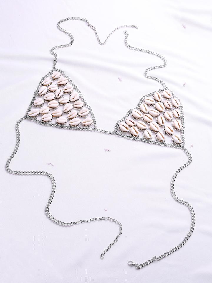 Shein Silver Chain Shell Design Body Chain