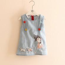 Shein Girls Button Detail Girl Embroidery Dress
