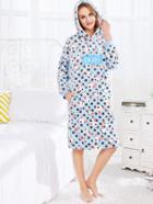 Shein Rabbit Print Hooded Flannel Dress