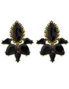Shein Black Gemstone Flower Stud Earring