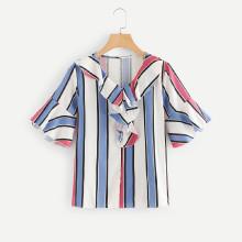 Shein Flounce Sleeve Striped Top
