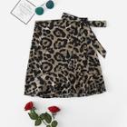 Shein Leopard Knot Side Wrap Skirt