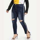 Shein Plus Contrast Tape Destroyed Jeans