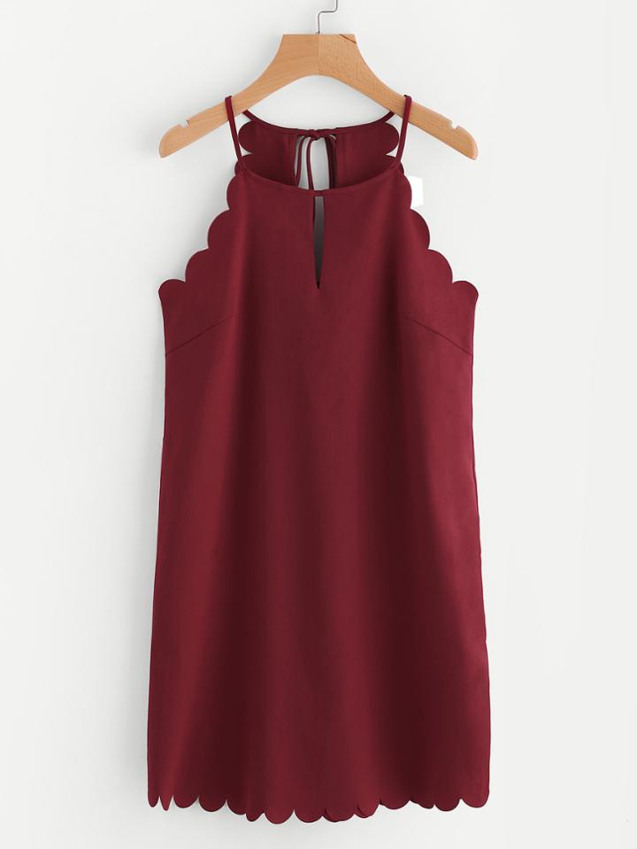 Shein Double Keyhole Scallop Edge Dress