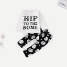 Shein Toddler Boys Letter & Skull Print Top With Pants