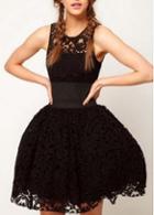 Rosewe Princess Style Black Sleeveless A Line Mini Dress