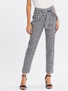 Shein Checkered Bow Tie Waist Smoking Pants