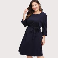 Shein Plus Bow Tie Waist Dress