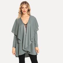 Shein Solid Exaggerate Waterfall Collar Coat