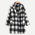 Shein Plus Notch Collar Checkered Coat