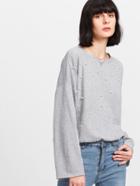 Shein Pearl Beading Marled Knit Pullover