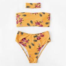 Shein Flower Print Bikini Set With Choker