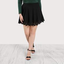 Shein Plus Scallop Laser Cut Flared Skirt